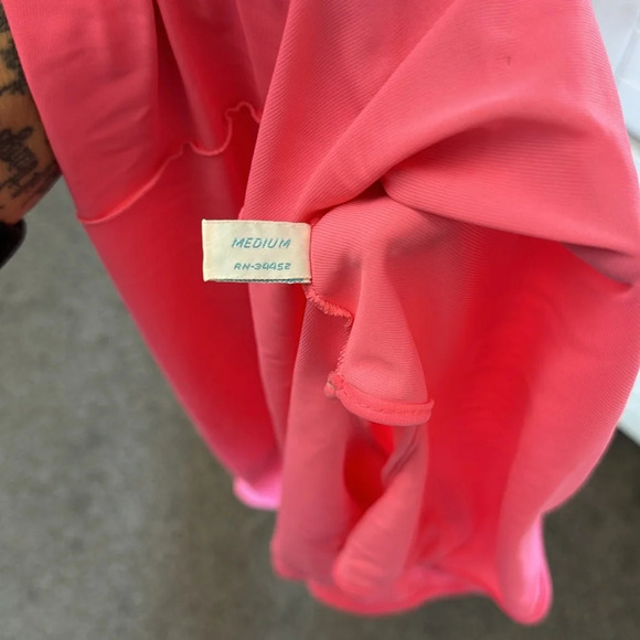 Vtg LORRAINE Hot Pink Gold Metallic  Lingerie Nightgown medium - Picture 5 of 8